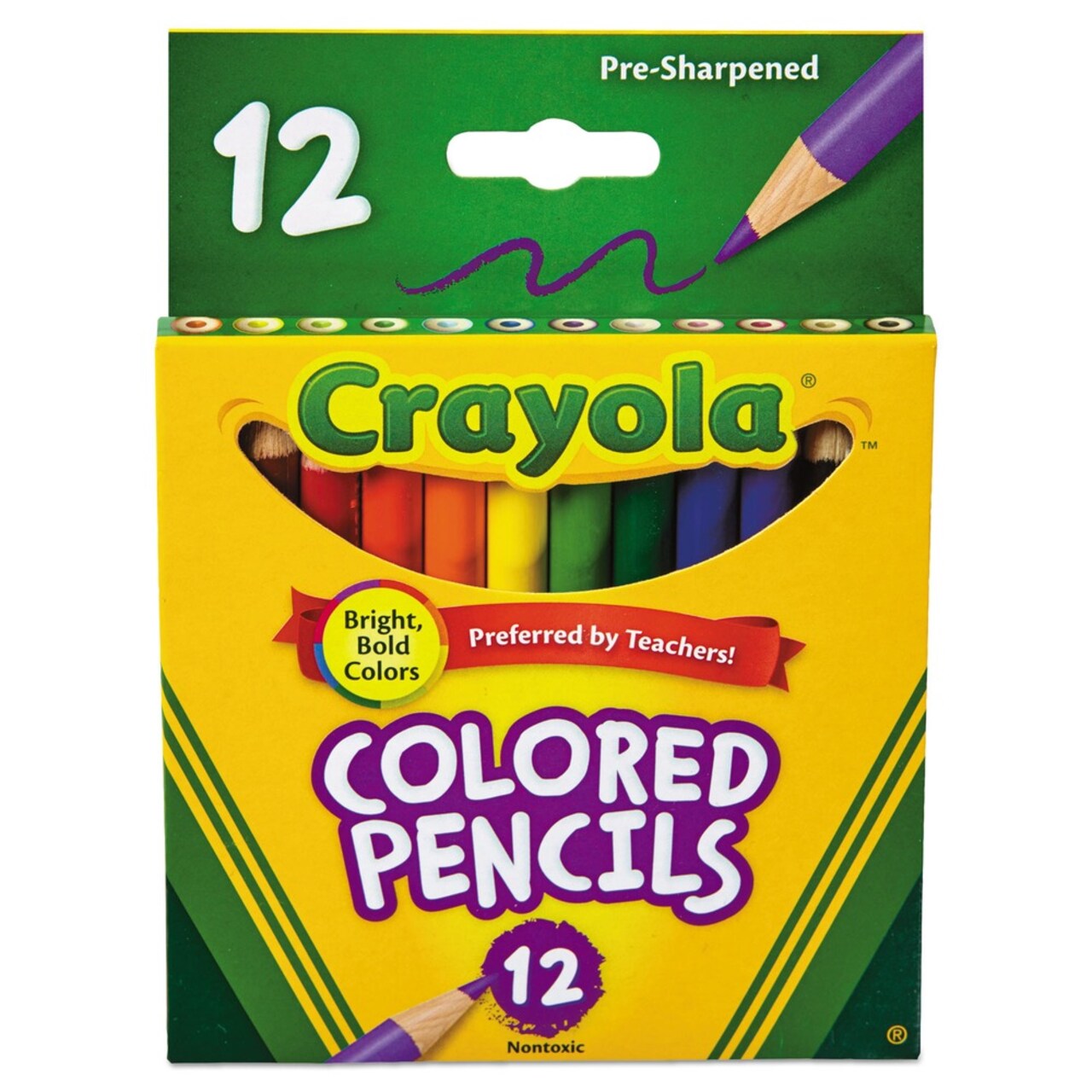 Crayola 3.3 mm 2B Short-Length Colored Pencil Set - Assorted Lead and Barrel Colors (12/Set)